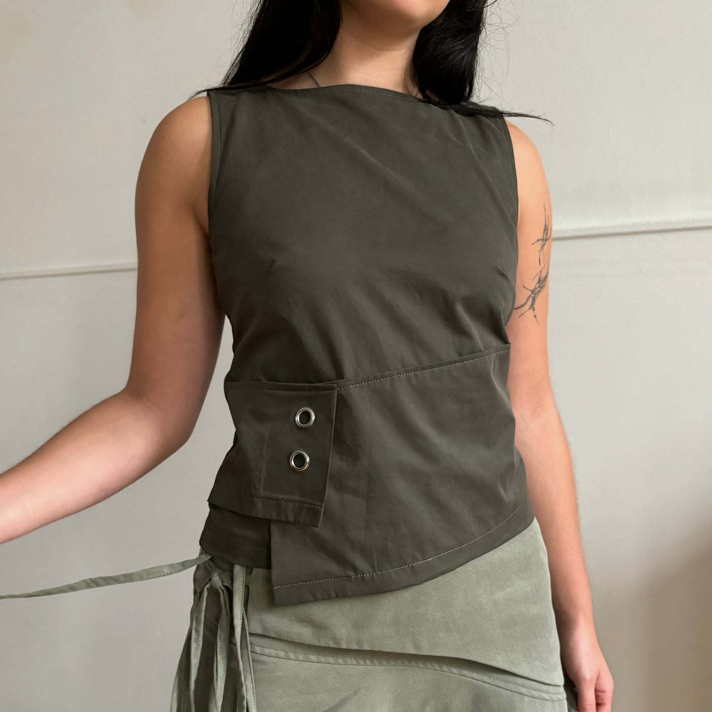 The Orla Top in Dark Khaki