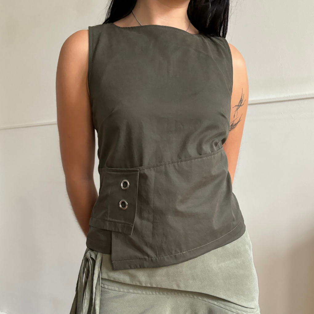 The Orla Top in Dark Khaki